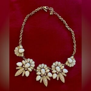 Elegant Gold and White Floral Necklace